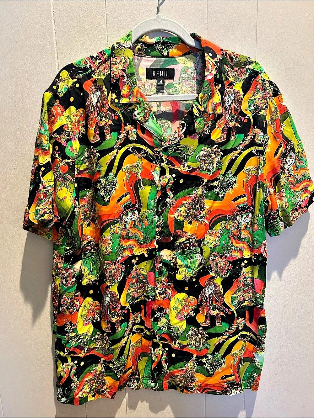KENJI Abstract Print Short Sleeve Shirt XL Like New